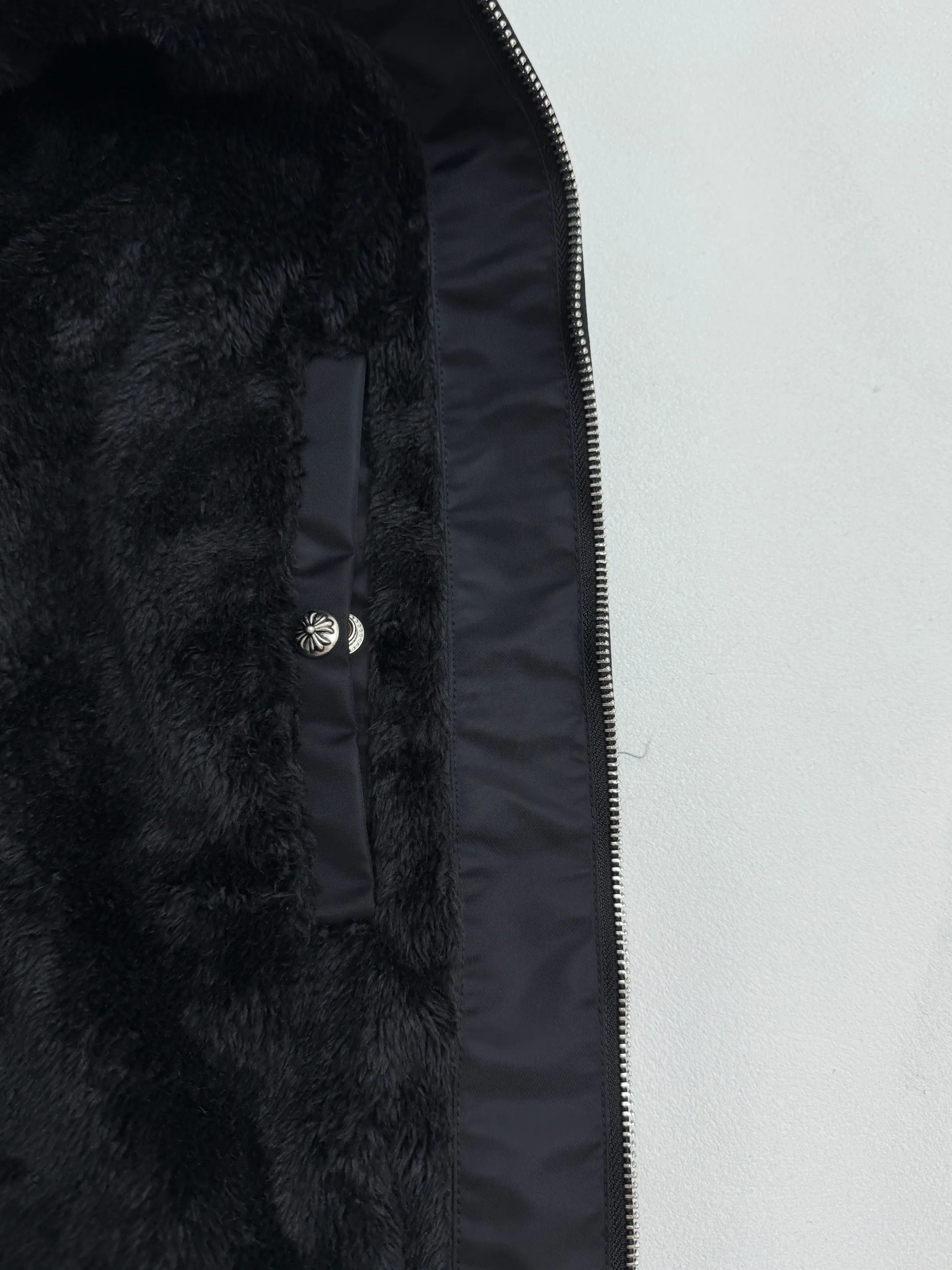 P730 Chrome Hearts Chrome Hearts embroidered leather and velvet jacket S/M/L/XL